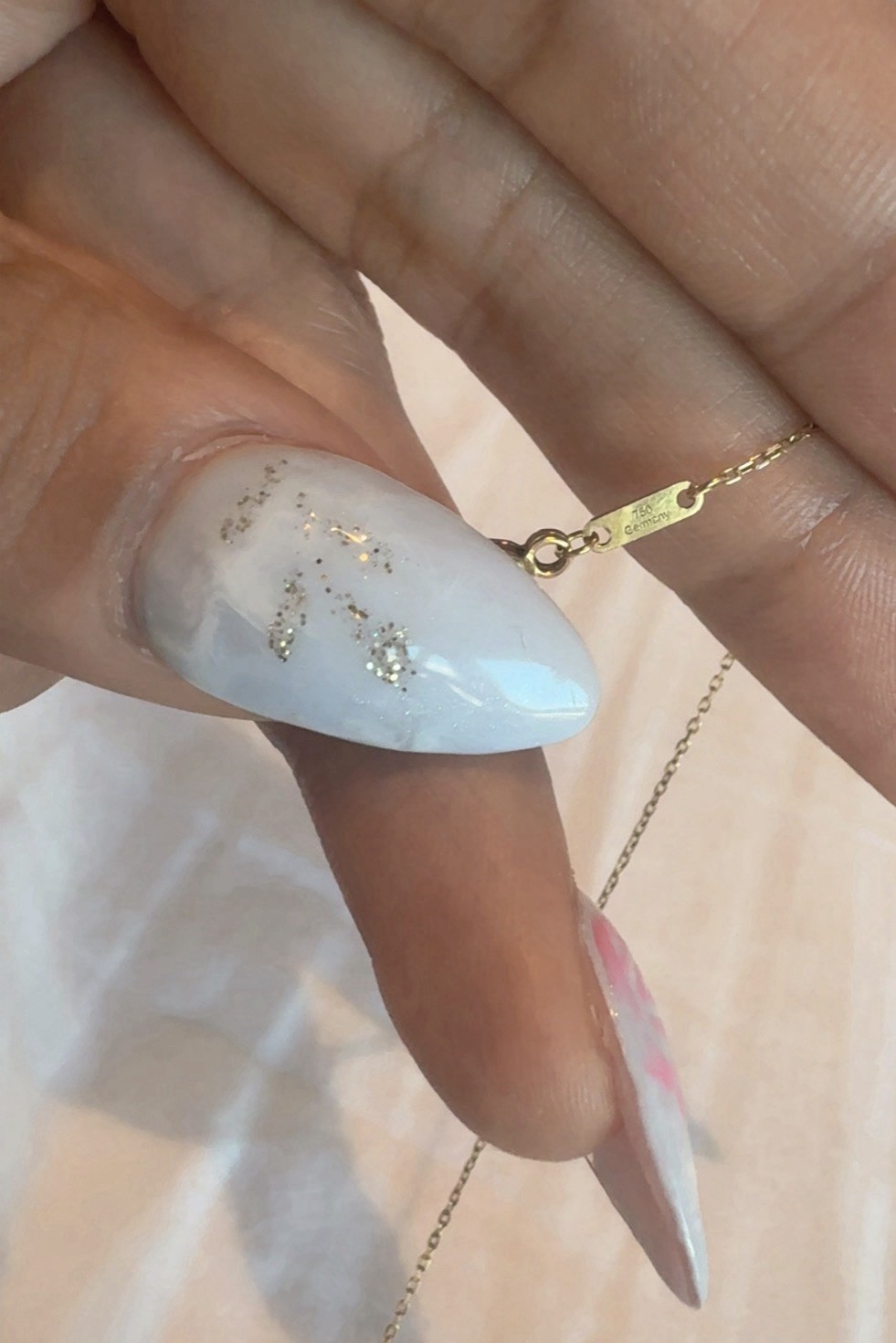 Monica Rich Kosann 17in Locket in Turquoise and mother of pearl 18k YG