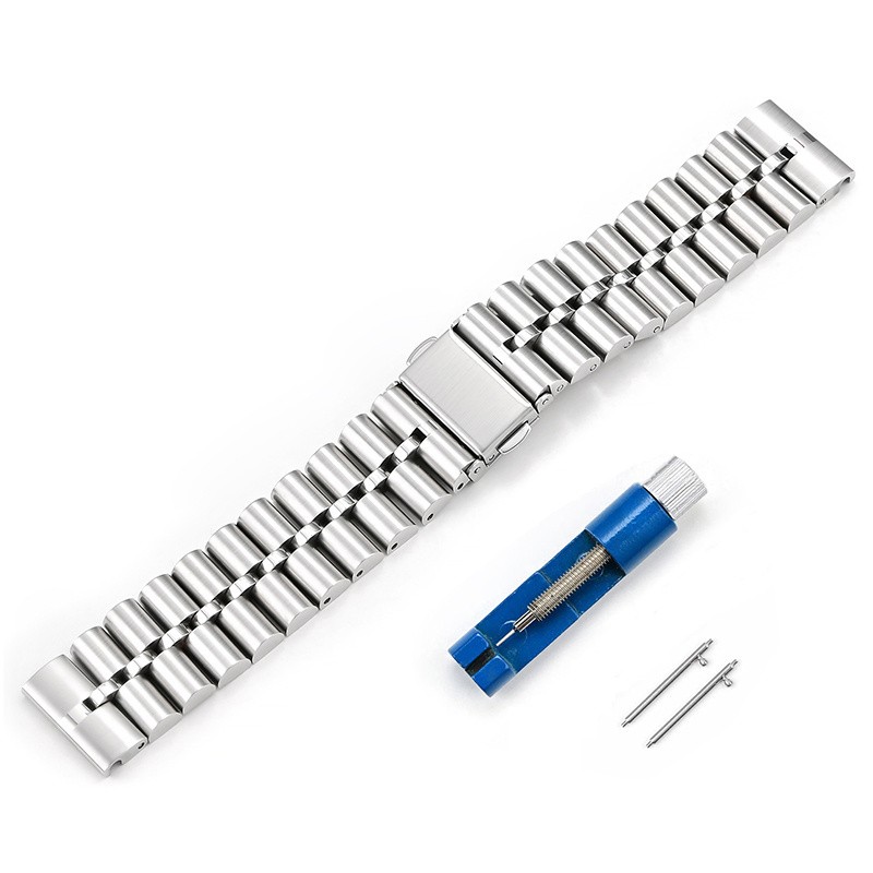 Solid Stainless Steel Watch Strap With Tool Mens Metal Bracelet 14 16 18MM