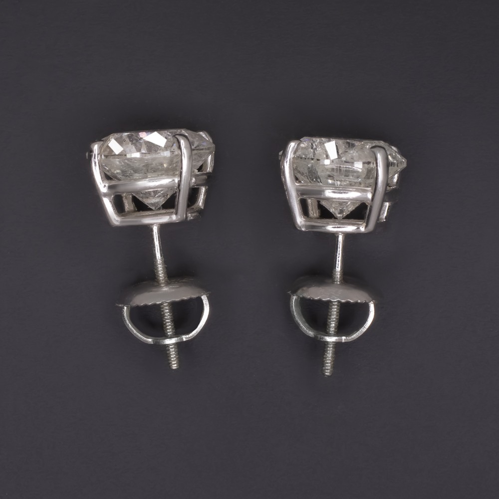 4.40ct VERY GOOD CUT NATURAL DIAMOND STUD EARRINGS ROUND CUT WHITE GOLD 4.5ct