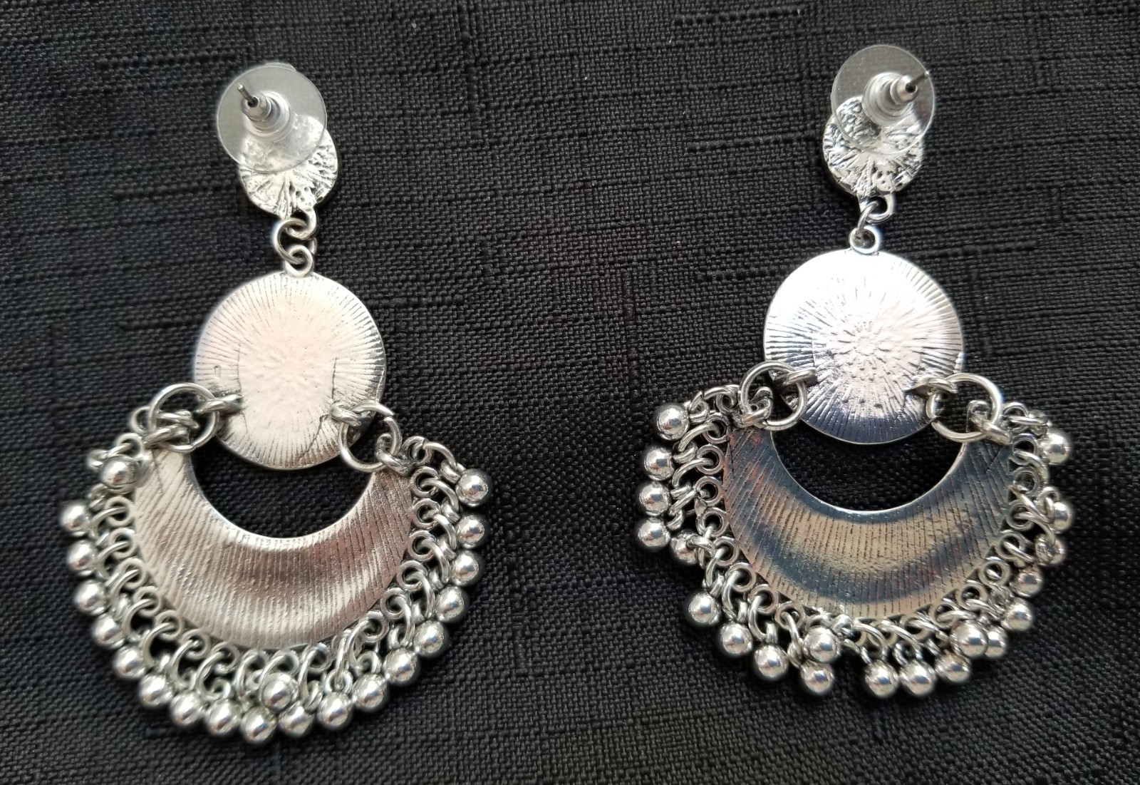Tribal Afghan Style Jhumki Chandbali Earrings, Indian Boho Jewelry