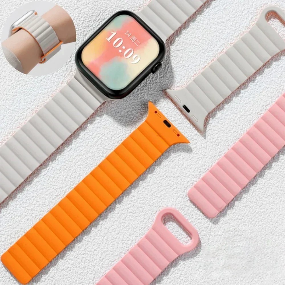Silicone Magnetic Strap Band For Apple Watch Series Ultra 3 11 10 9 8 SE iWatch