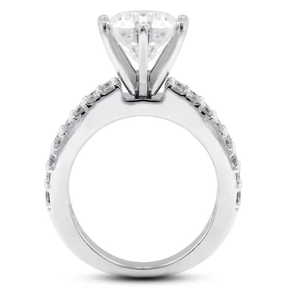 Side Stone Engagement Ring Solid 18K Gold 1.26 Carat Round Natural Diamond H VS2
