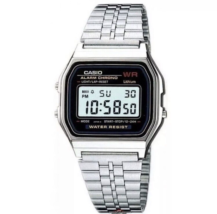 New Casio A159W Digital Classic Retro Stainless Steel Silver Watch UK SELLER