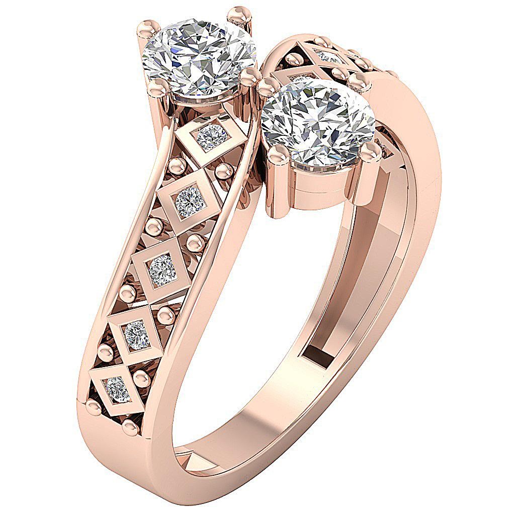 Forever Us Two Stone Lab Grown Diamond Solitaire Ring VS F 1.15Ct 14K Solid Gold