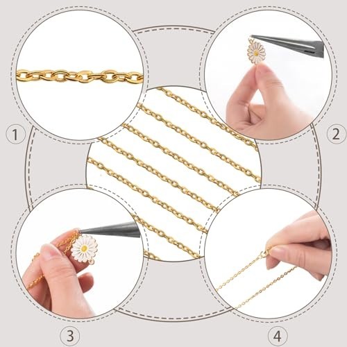 24 Pack Necklace Chains Bulk,Gold and Silver Plated DIY Cable Link Chains for