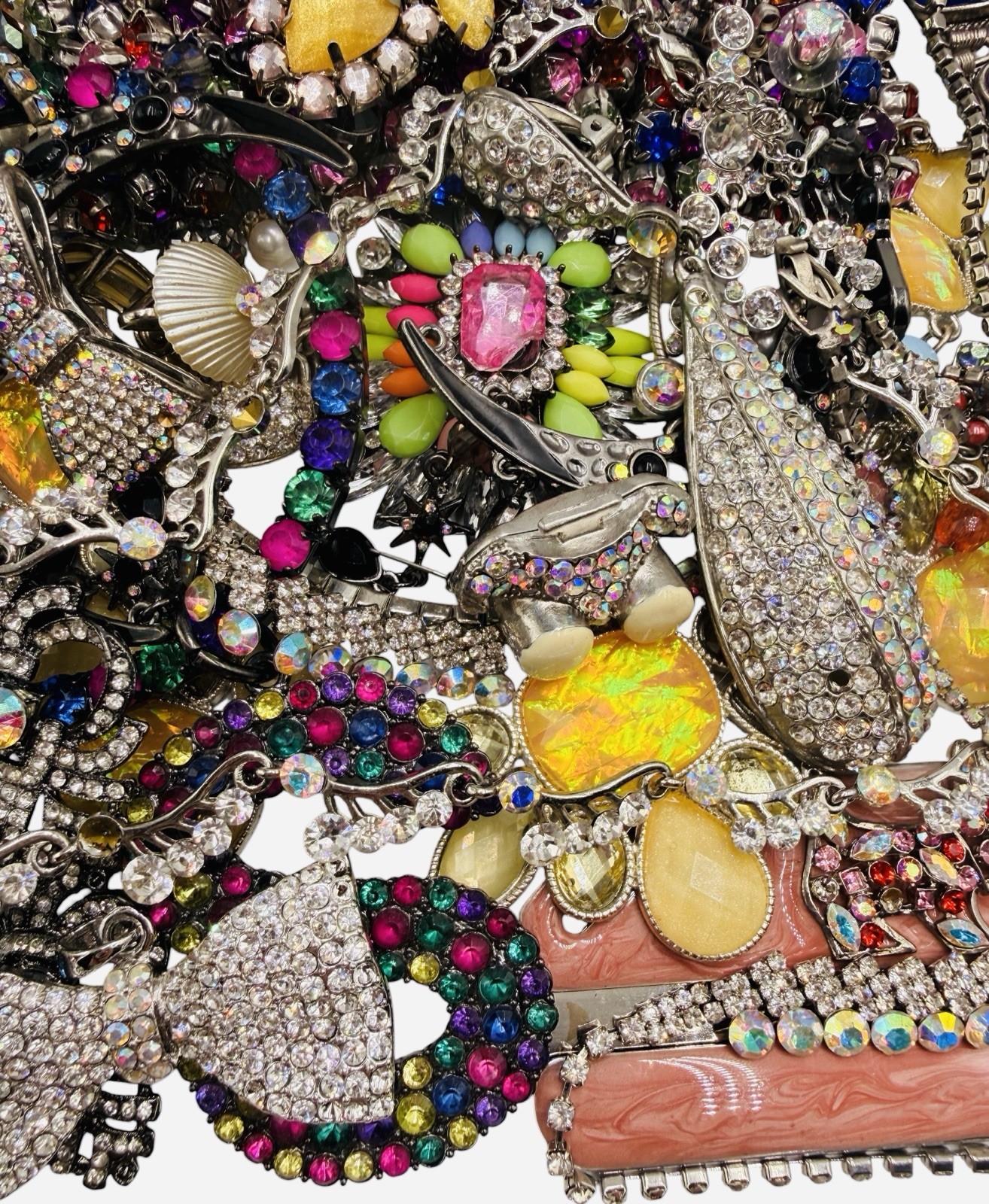 Vintage Lbs AB Multi Rhinestone Repair Craft Scrap Wedding Christmas Jewelry Art