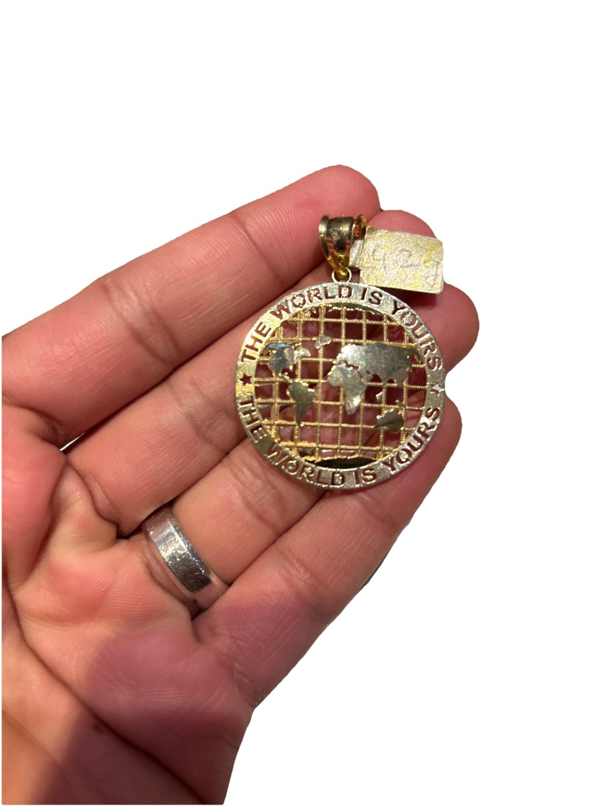 Real 10k gold globe pendant the world is yours Italian finish