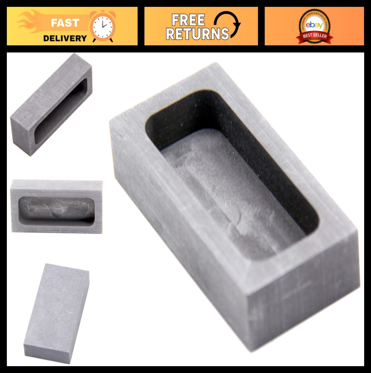 High Purity Graphite Ingot Mold for Melting & Casting Metals – 2.36″x1.18
