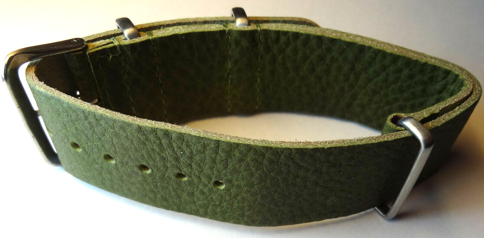 New Mens EXTRA LONG EZ Pass Thru ONE PIECE 22mm Watch Band Army Combat Green