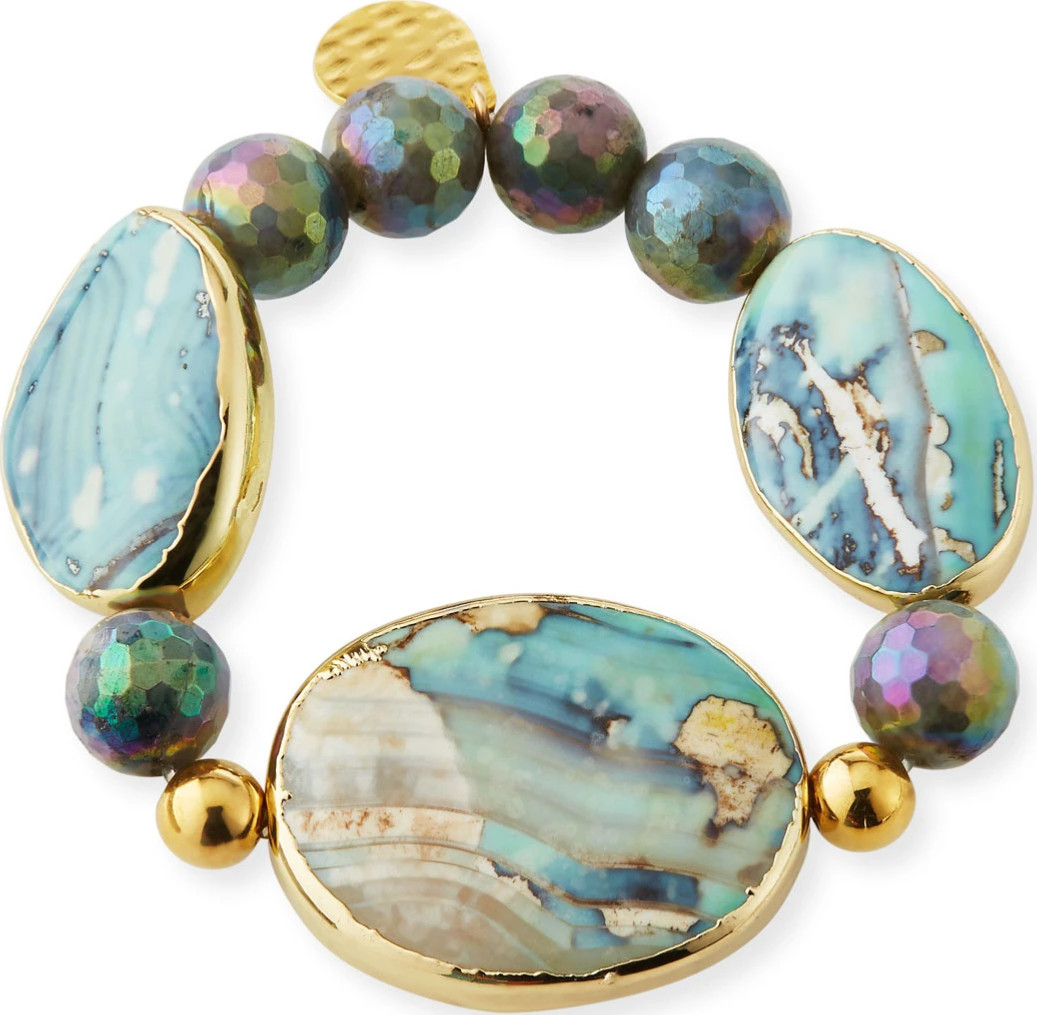 Devon Leigh Multihued Stone & Bead -Stretch Bracelet – Fits up to 6-1/2 in. NWOT