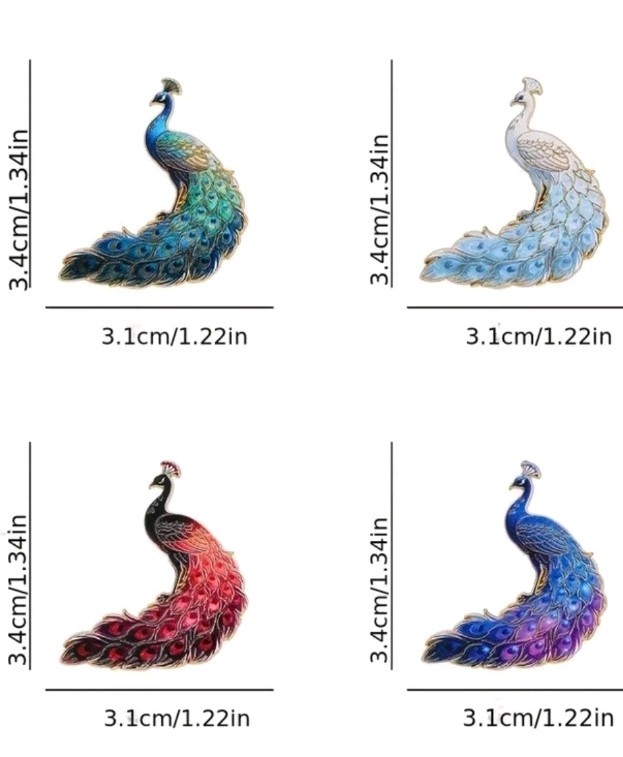 Dazzling blue/purple Gradient Colourful Enamel Peacock Brooch