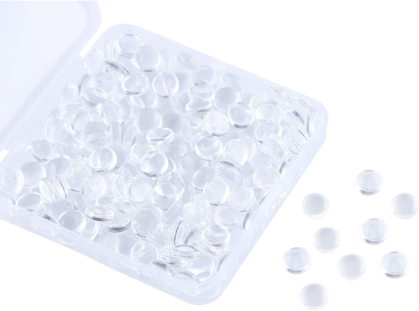 HAUTOCO 200pcs 8mm Glass Cabochons Round Clear 8 mm – 200 Pieces,