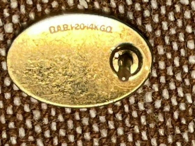 DESIGNER SIGNED B.A.B. B.A.BALLOU Gold 1-20-14k GO OVAL PIN/BROOCH FOR MONOGRAM