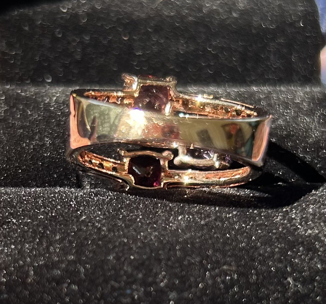 Levian 14K Rose Gold Tourmaline, Rhodolite, Amethyst White & Chocolate Diam Rin