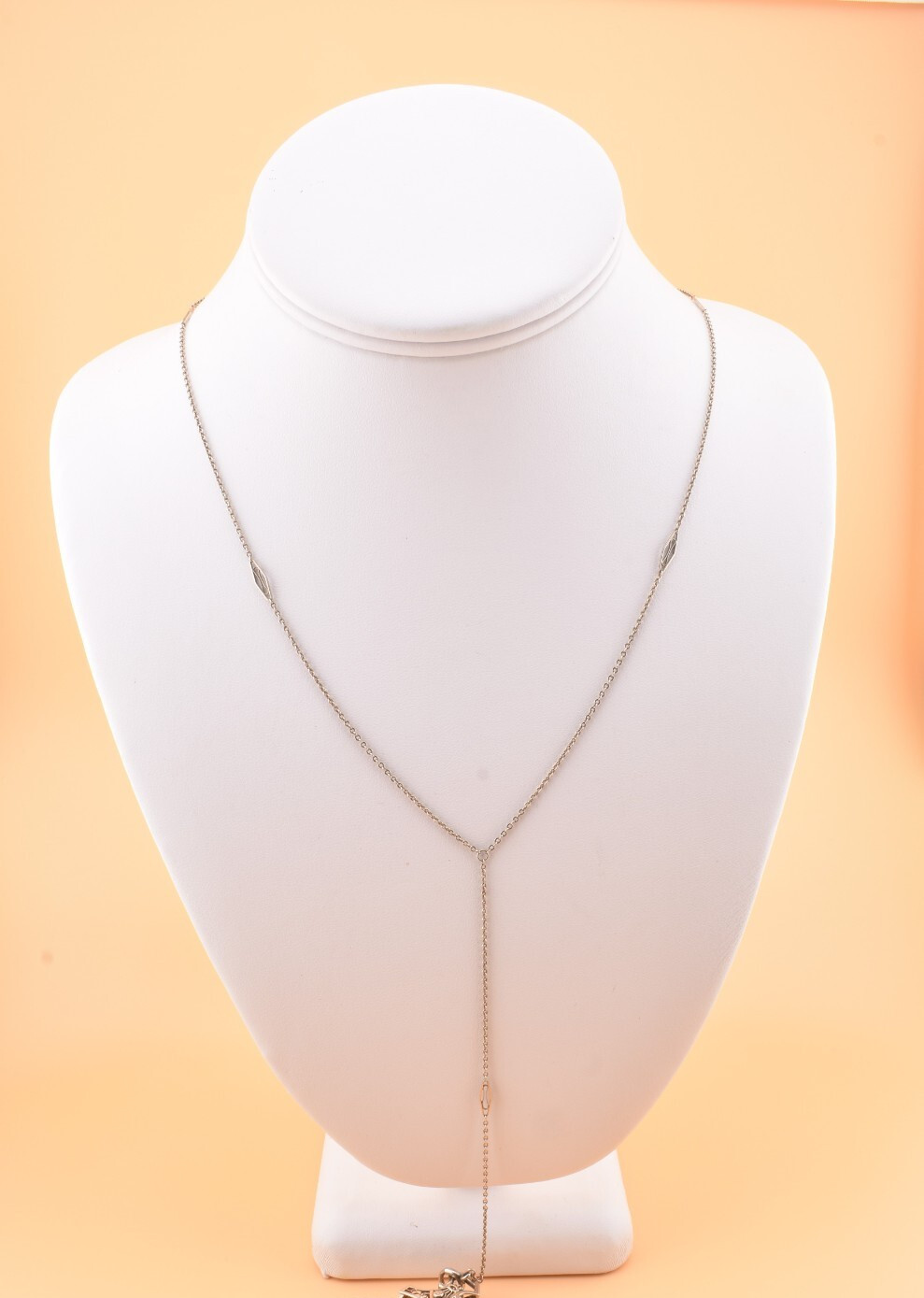 Antique C 1910 14K Marked White Gold Filigree 3.5 Gram 36″ Y Chain FOR Lorgnette