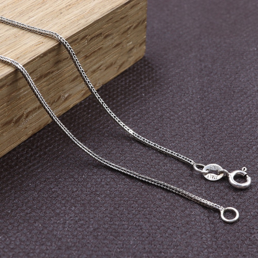 Pure 925 Sterling Silver Chain 1.2mm Thin Foxtail Link Necklace 2-3g 15.9inch