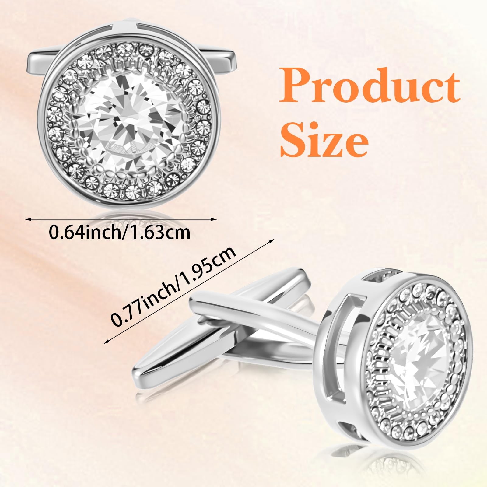 QFGasre Cufflinks for Men Cuff Links Diamond Crystal one size, silver