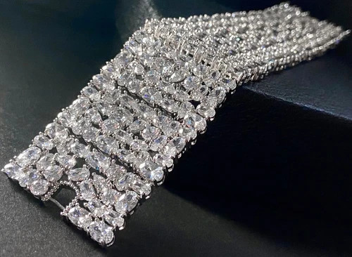 106 CTW Simulated Diamond Bracelet 18k White Gold Plated Elegant Wedding Jewelry
