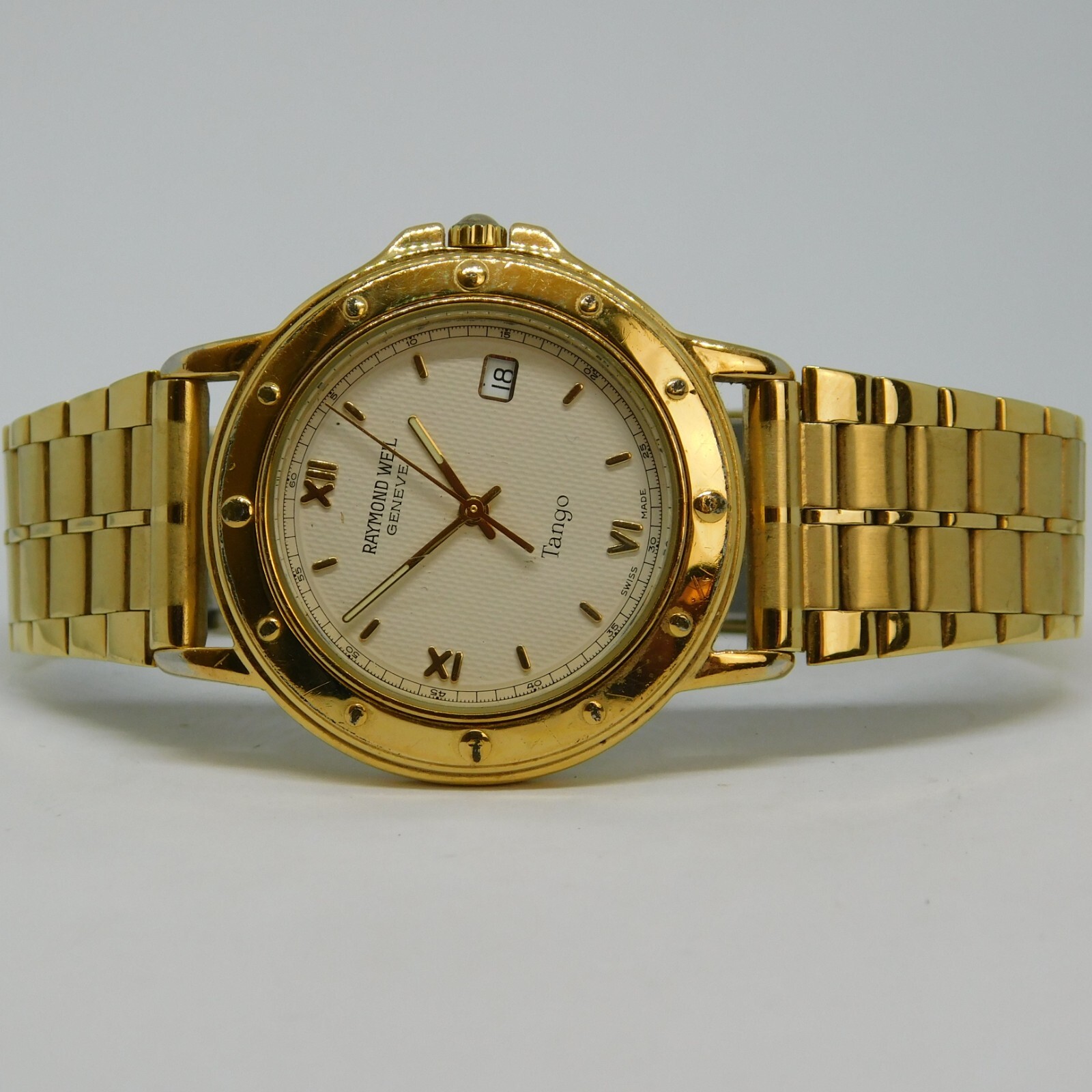 Raimond Weil Geneve Tango 5560 Swiss Made Men’s Watch Sz. 7 1/4″ New Battery