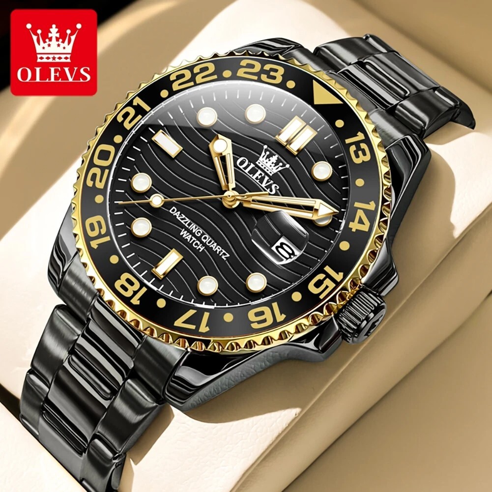 Waterproof Quartz Luminous Watch Men’s Luxury Business OLEVS Date Men Strap