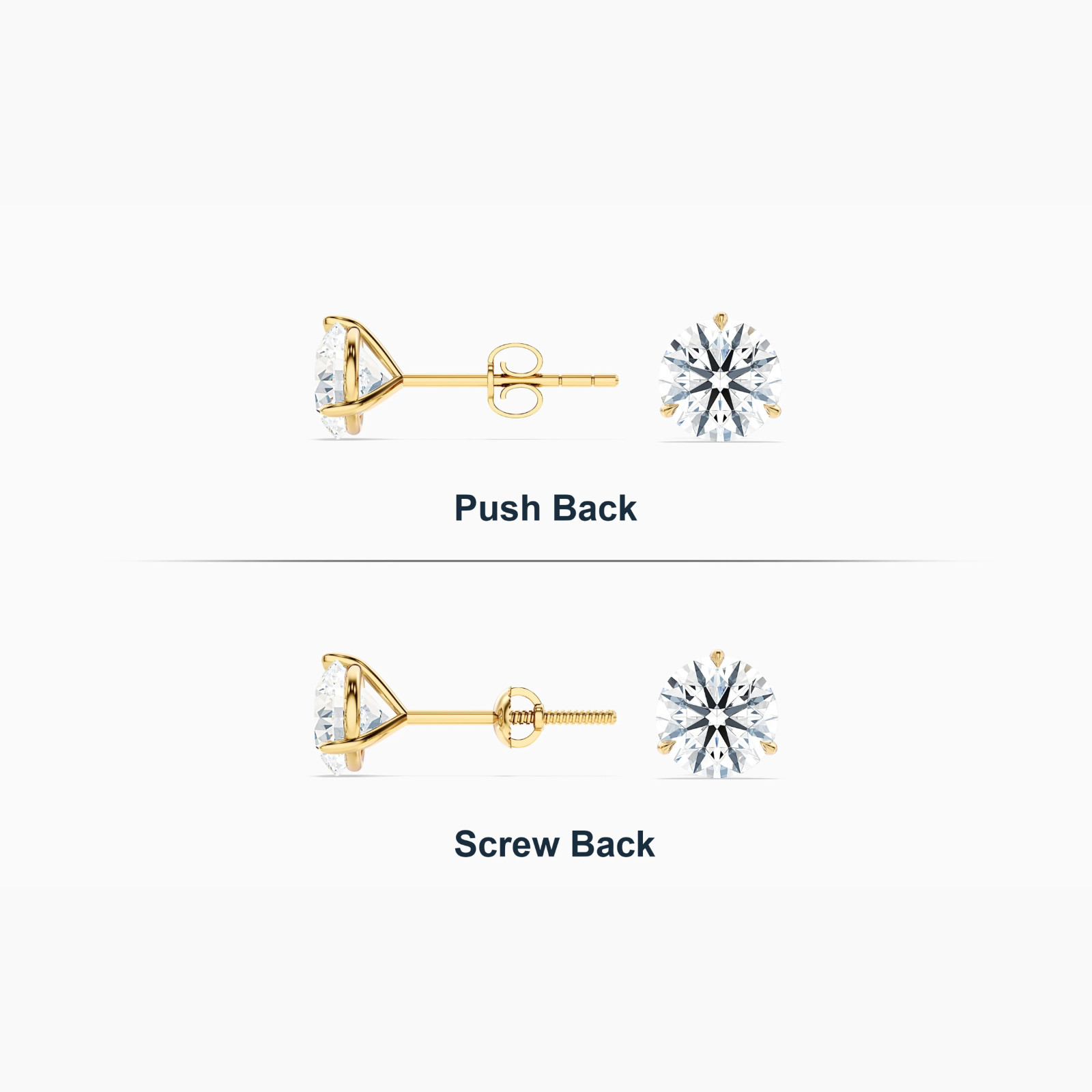 2 Ct Round Cut Lab Grown Diamond Solitaire Stud Earrings 14k Yellow Gold