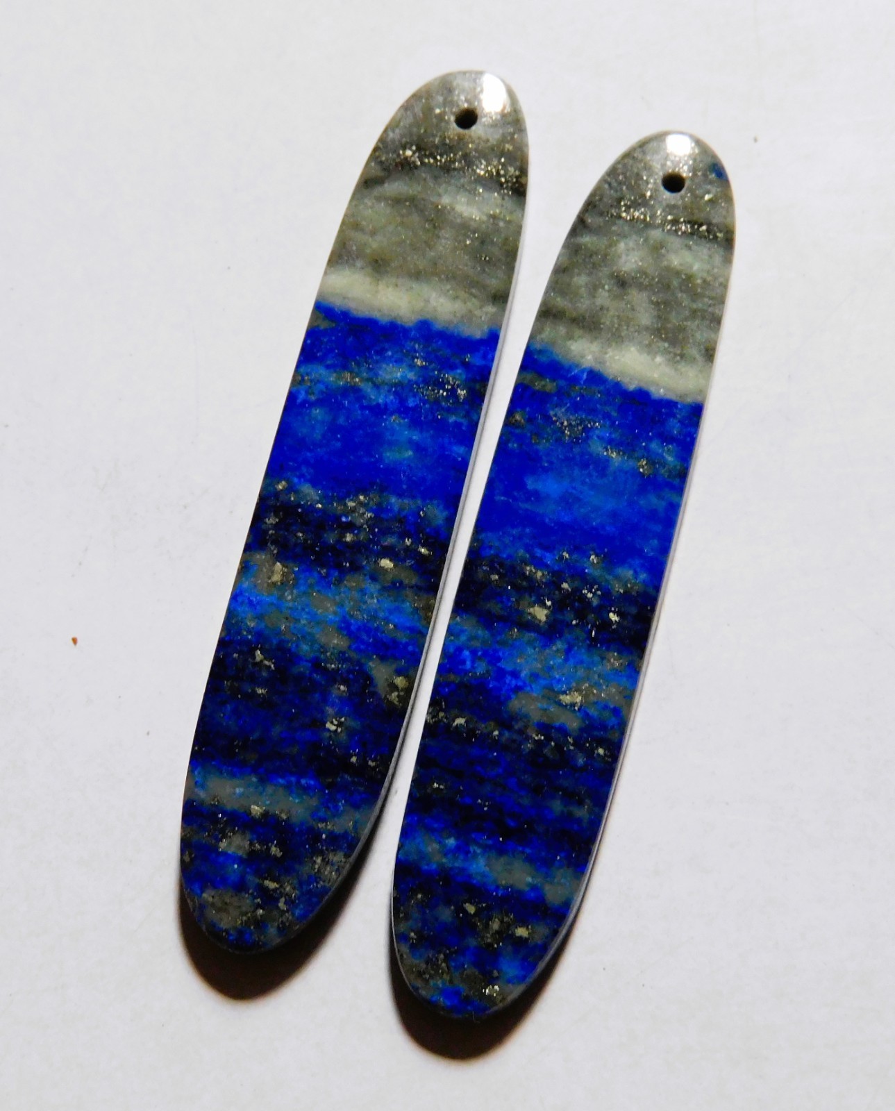 42.60 Cts Natural Lapis Lazuli Drilled Cabochon Match Pair Gemstone 50X10.6MM