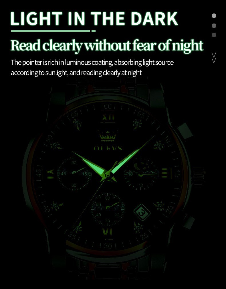 OLEVS 2858 Business Wrist Casual Quartz Luminous Mens Sports Waterproof Watches