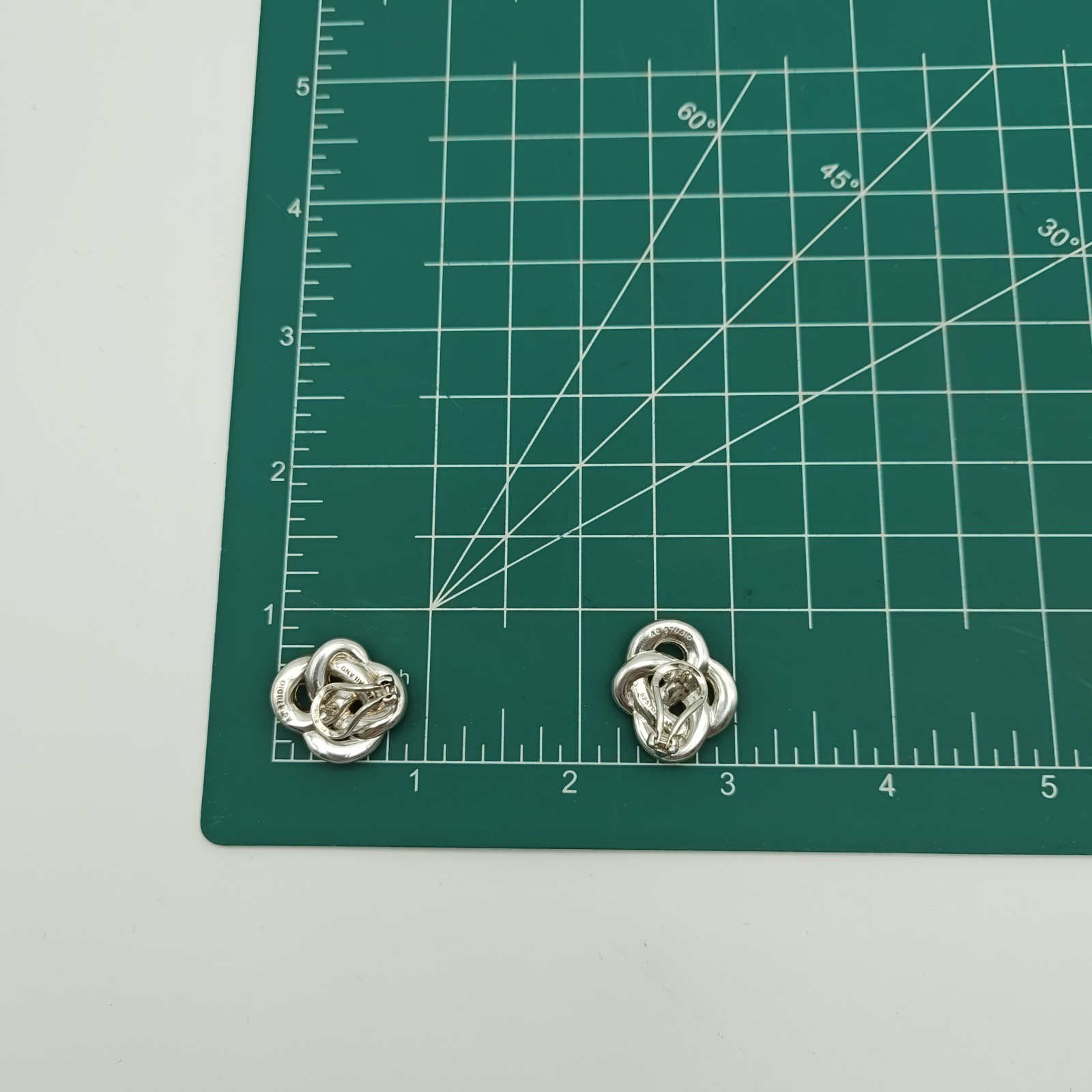 Angela Cumming AC Studio Sterling Silver 925 14K Gold Posts Knot Earrings