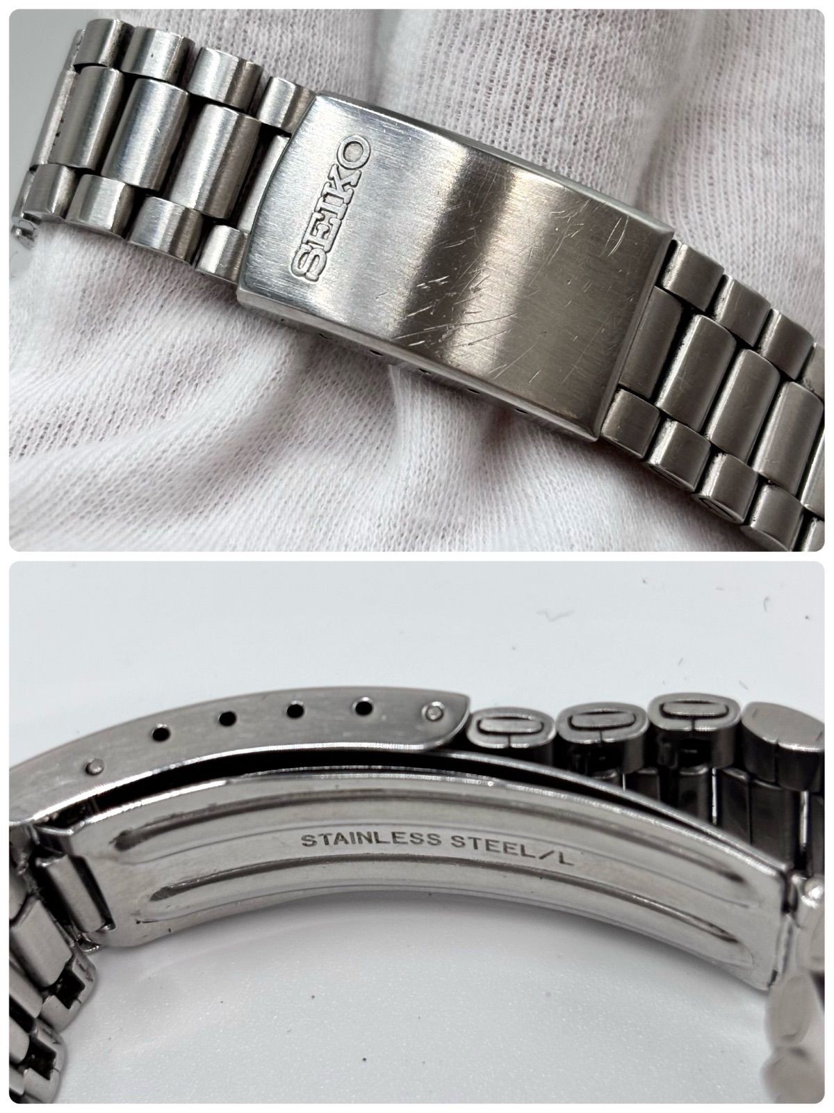 Working Bracelet SEIKO Silver Wave Wristwatch Quartz Day Date Cal.8229 Manufactu