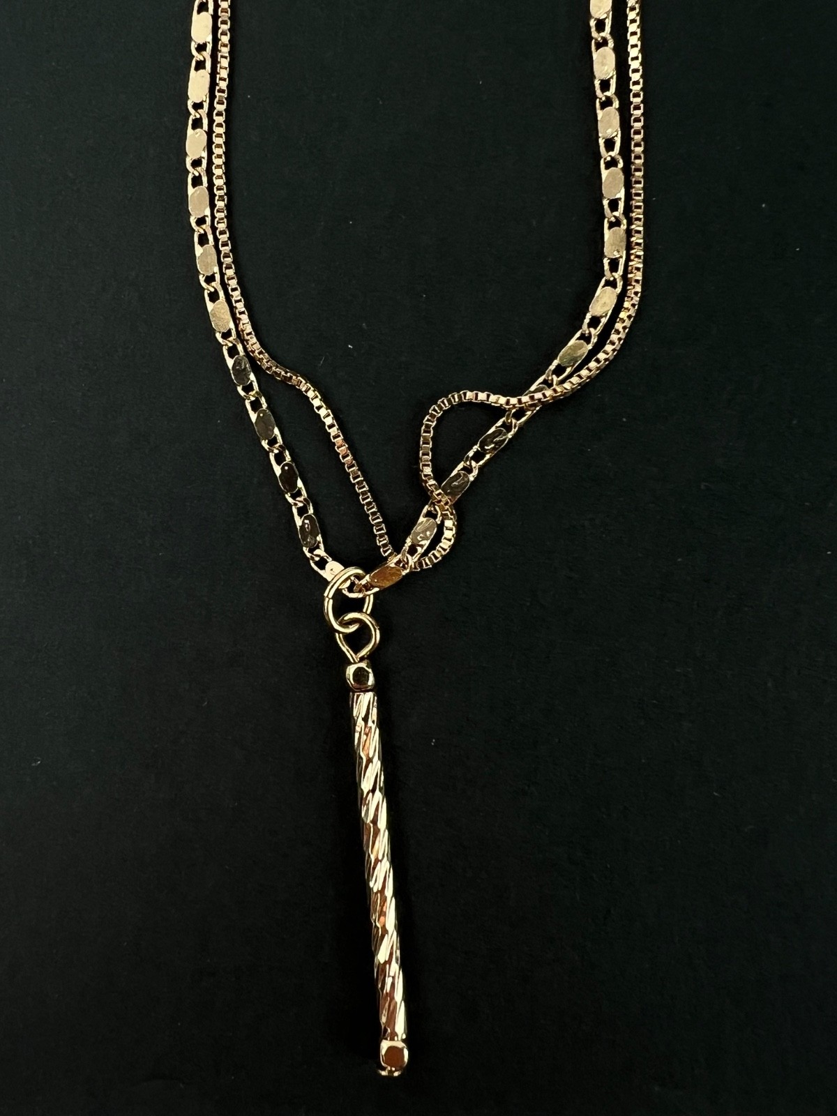 Fashion 3 Necklaces Lot Chains Gold Tone 3 Crosses 1 Bar Pendant Layering Set