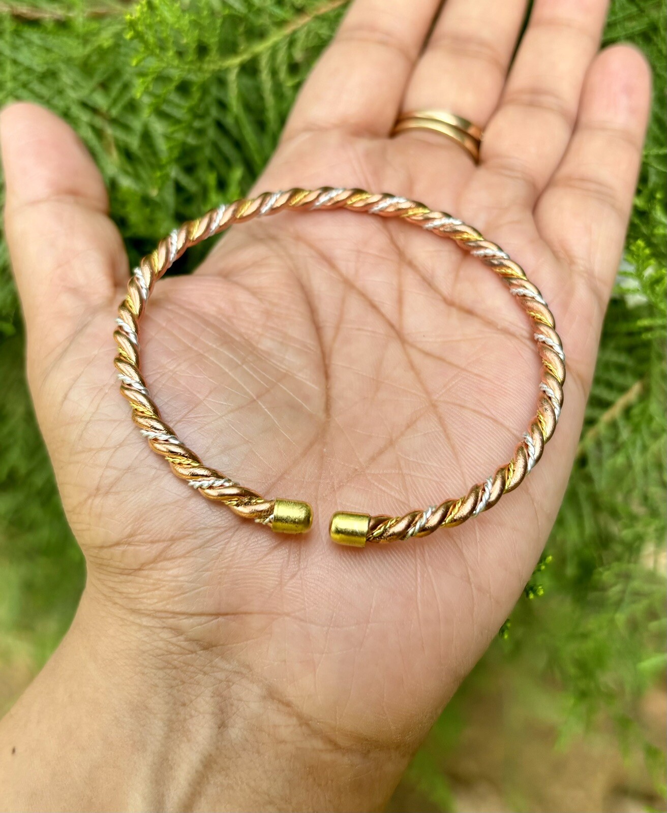 1Pc Pure Copper Brass Silver Healing Bangle, Cuff, Bracelet, Jewelry, Spiritual