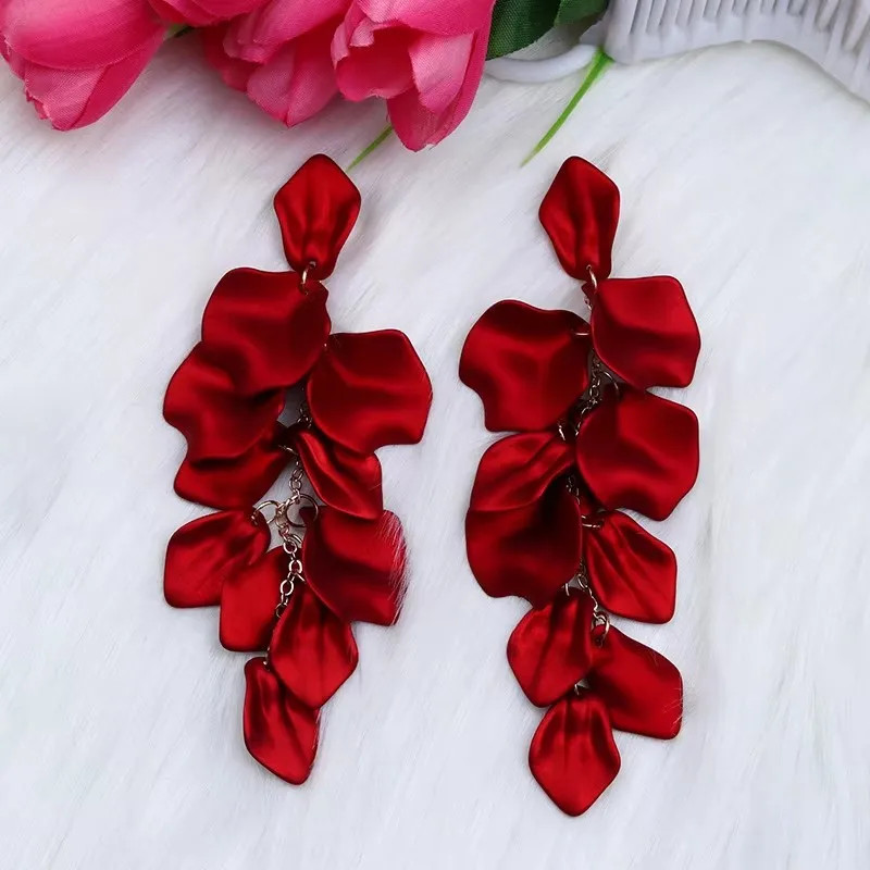 Red Hanging Earrings Simulated Pearl Heart Drop Elegant Jewelry 1 Pc