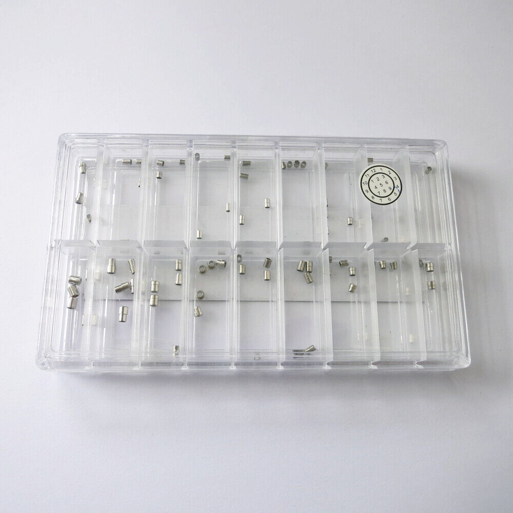 628BCT Assortment of 90PCS Brass Watch Crown Tube 18 Sizes Shapes 1 or 2 Steps