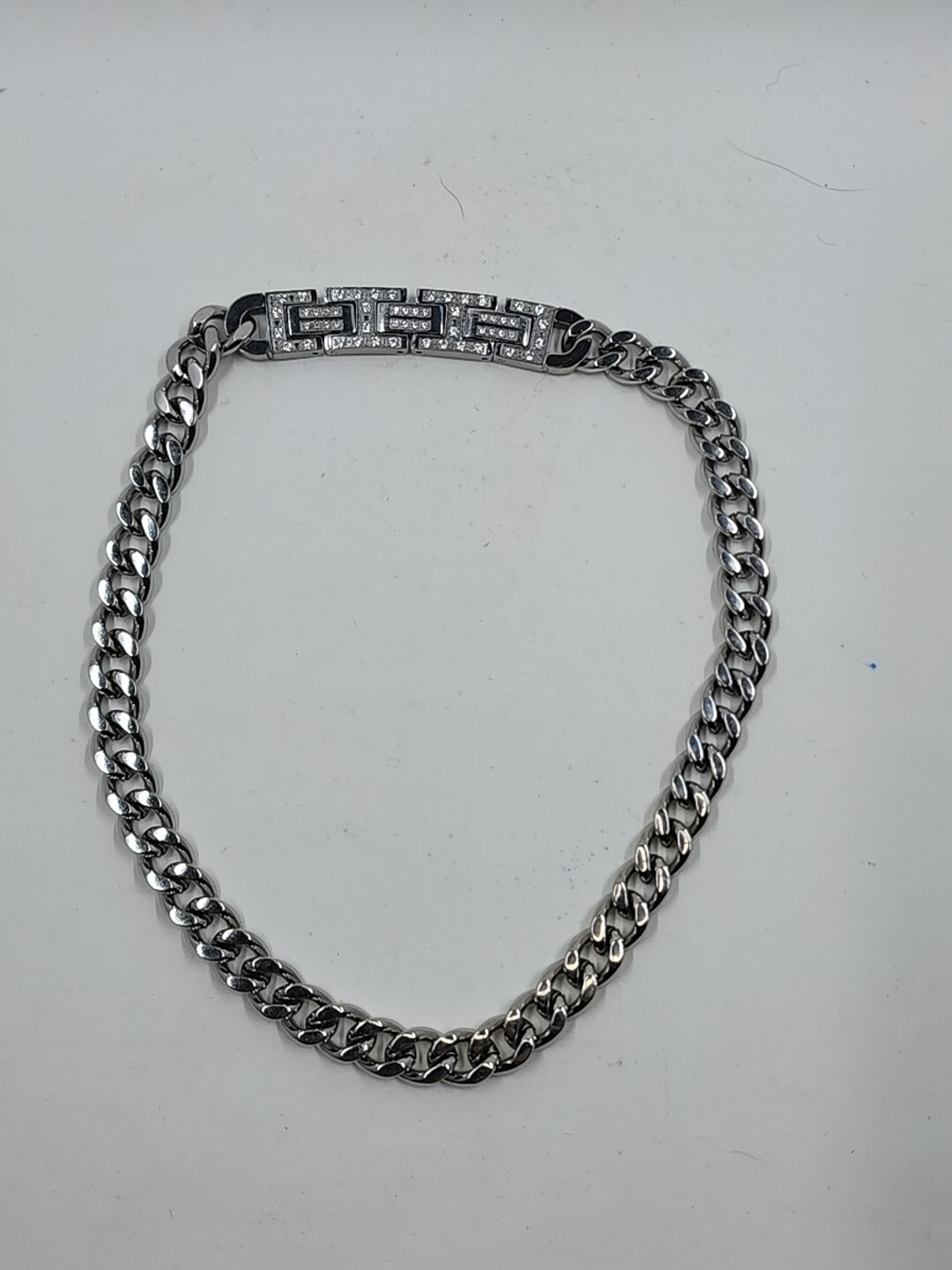 Diamonique Curb Link Collar for Dogs Stainless Stainless Steel