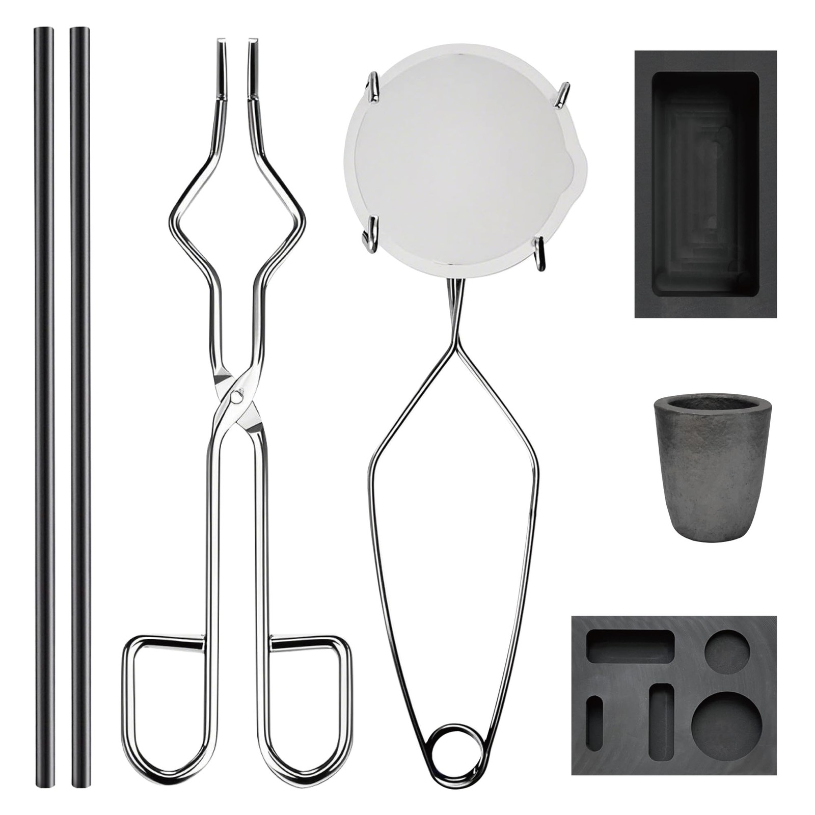 Nelyrho 8-in-1 Metal Casting Kit – Graphite Crucible, Graphite Ingot Molds, 2 St