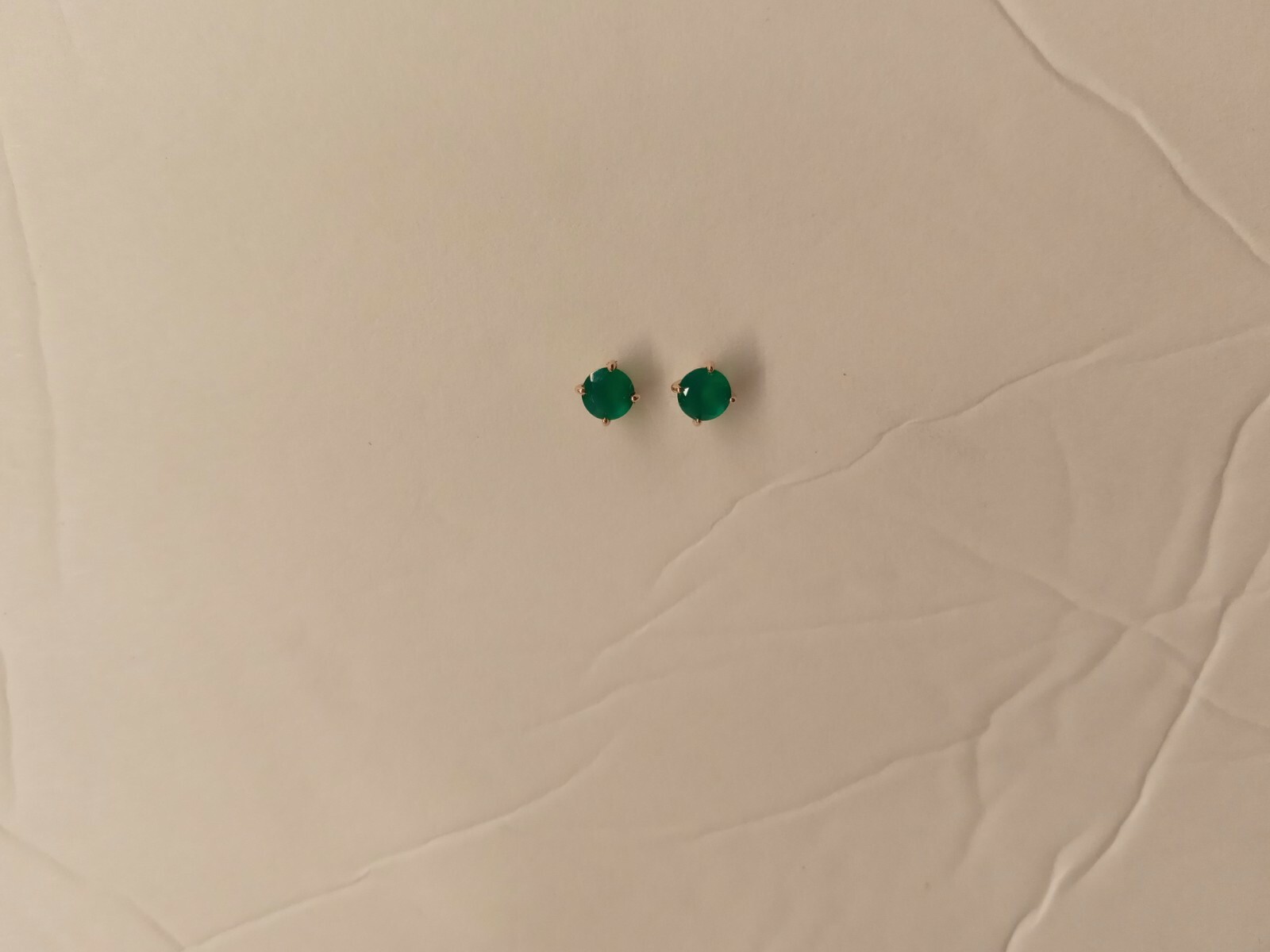 14K Solid ( Stamped Not Plated) Rose Gold Earrings With Green Natural Agate