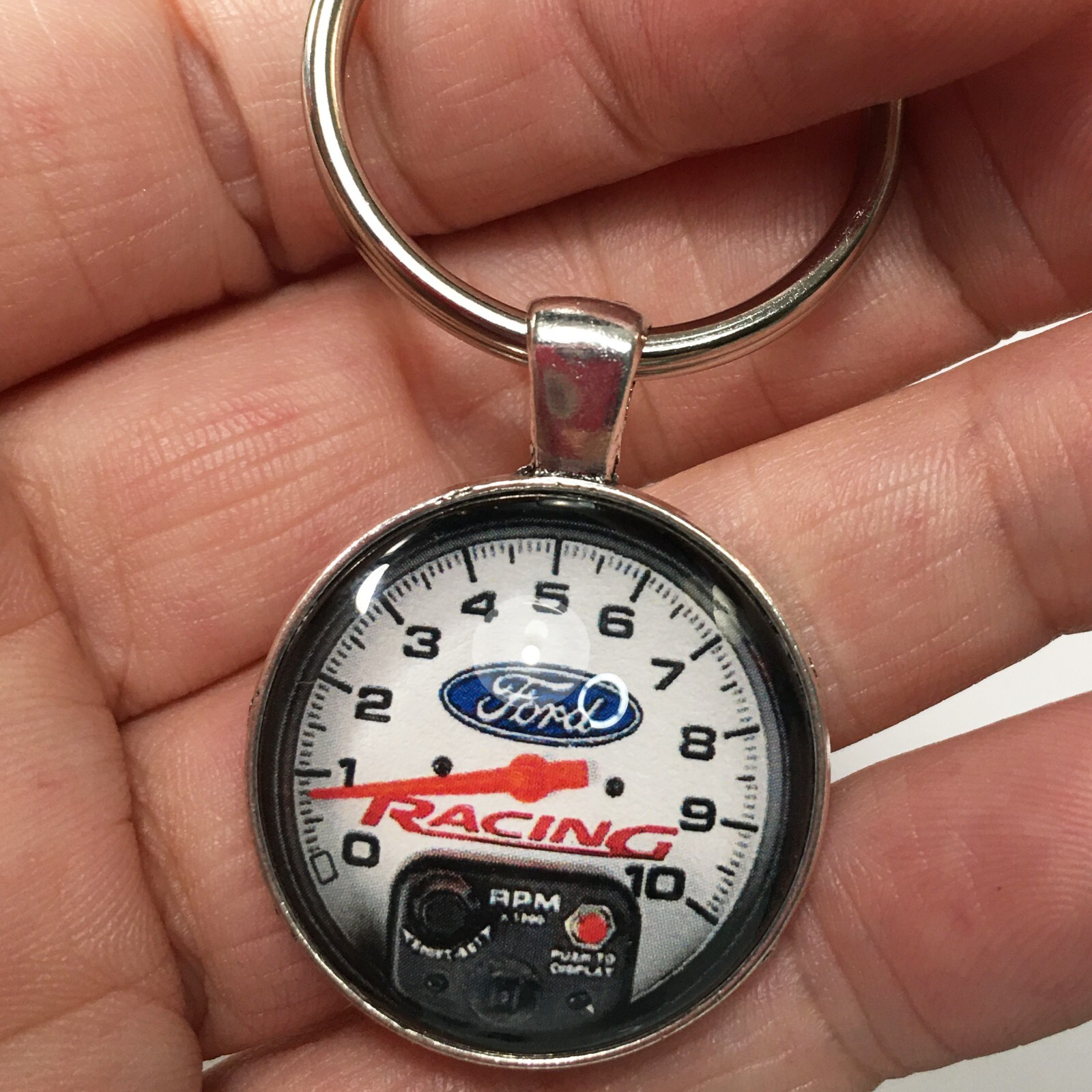Ford Racing Tachometer RPM Tach Gauge Photo Reproduction Keychain