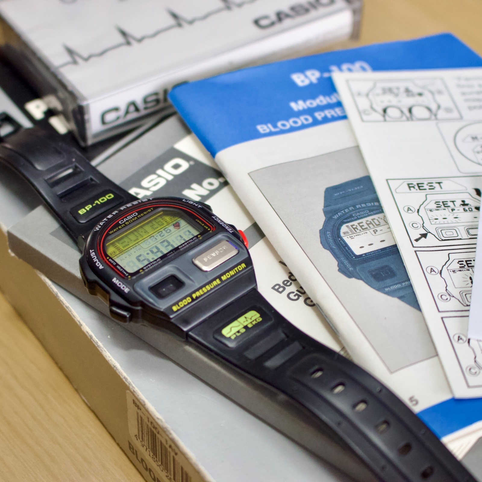 NOS Casio BP-100 1991 Blood Pressure Monitor Digital Wrist Watch 900 Japan Boxed