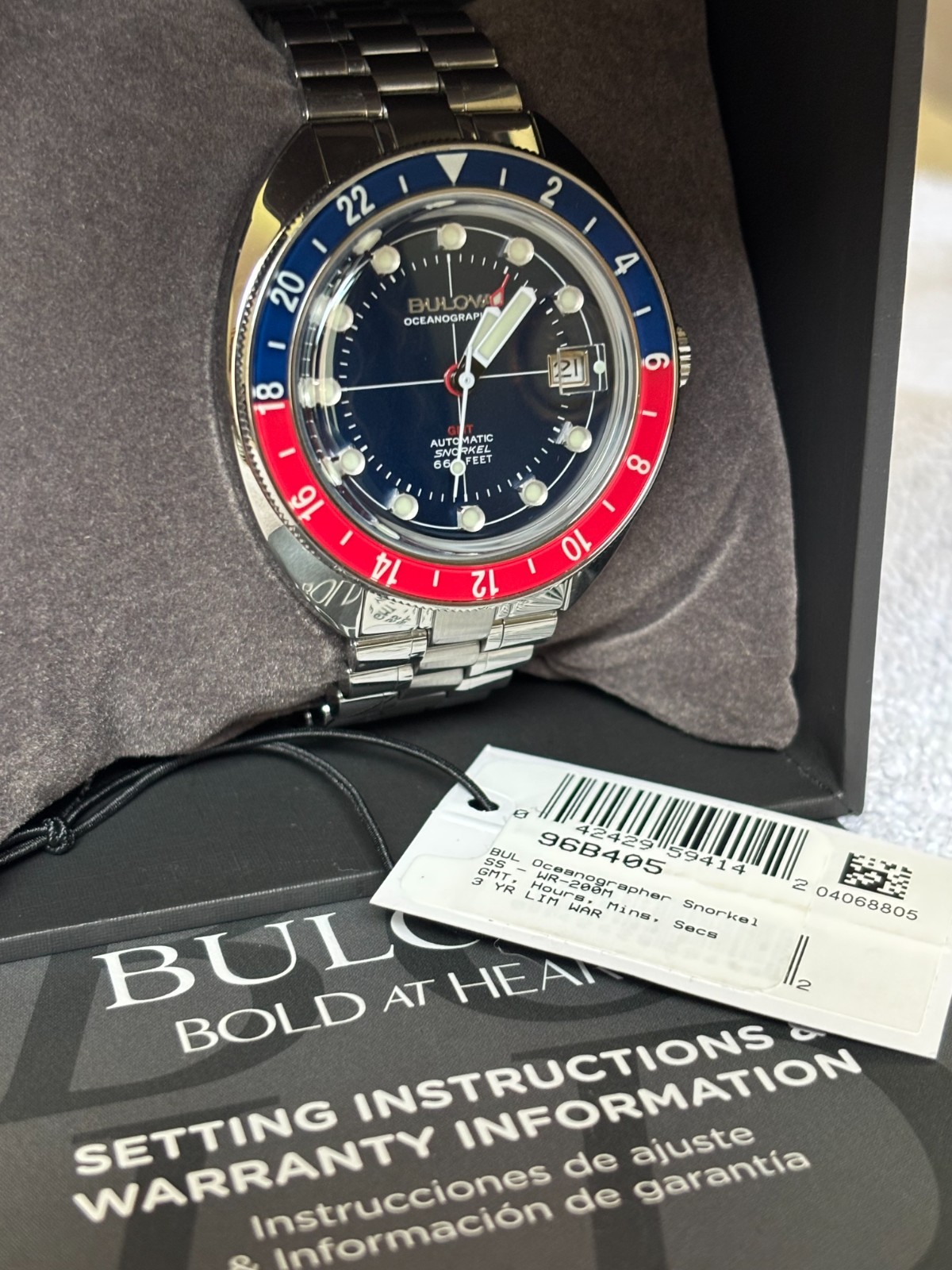 Bulova Oceanographer GMT Pepsi Devil Diver Automatic 96B405