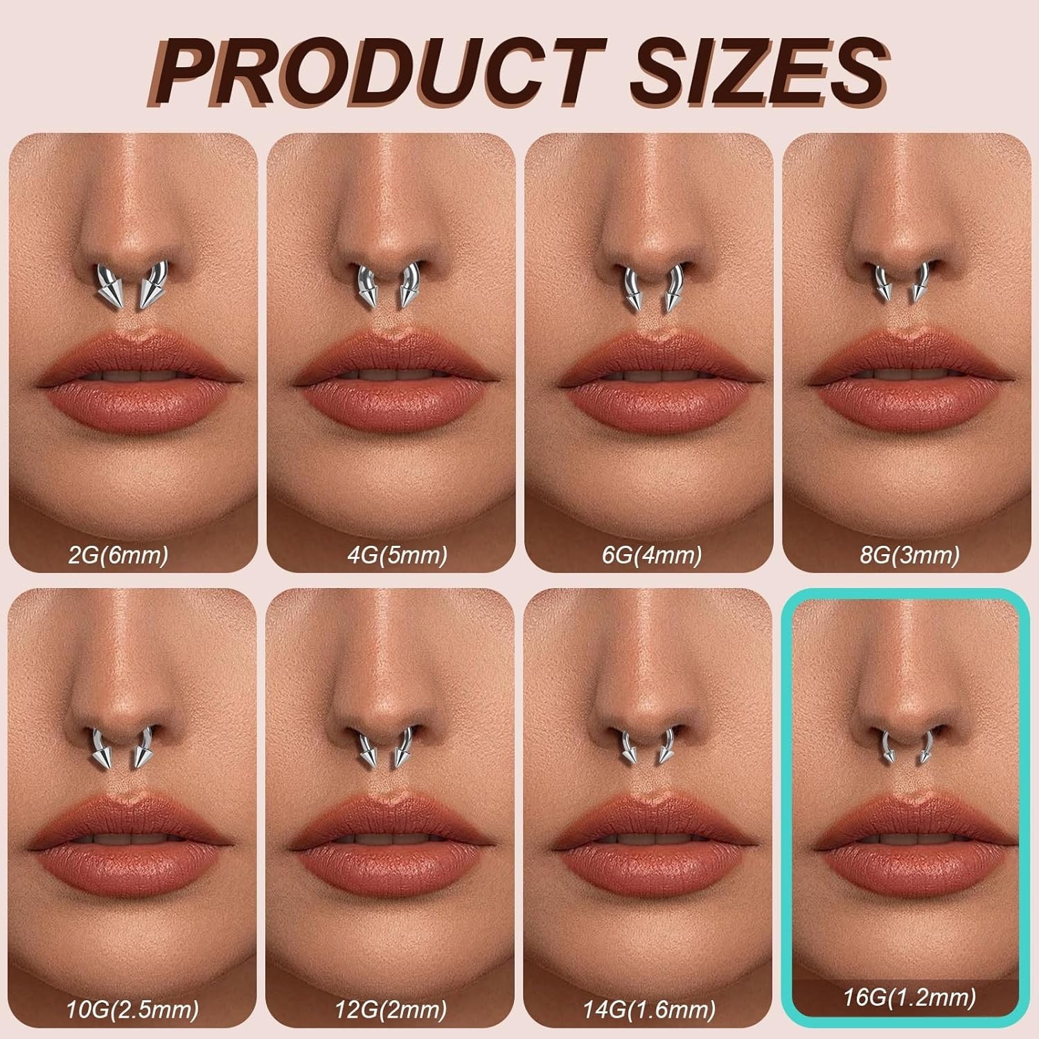8Pcs Septum Rings 2G 4G 6G 8G 10G 12G 14G 16G Stianless Steel Septum Jewelry …