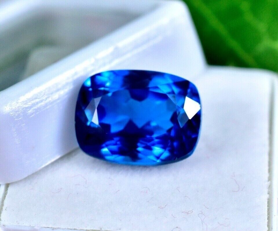 Flawless Natural London Blue Topaz 15Ct Cushion Cut Loose Certified Gemstone AAA