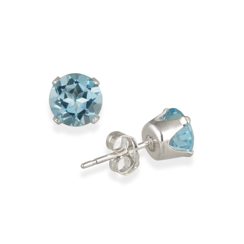 2.1ct Swiss Blue Topaz .925 Silver Stud Earrings 6mm