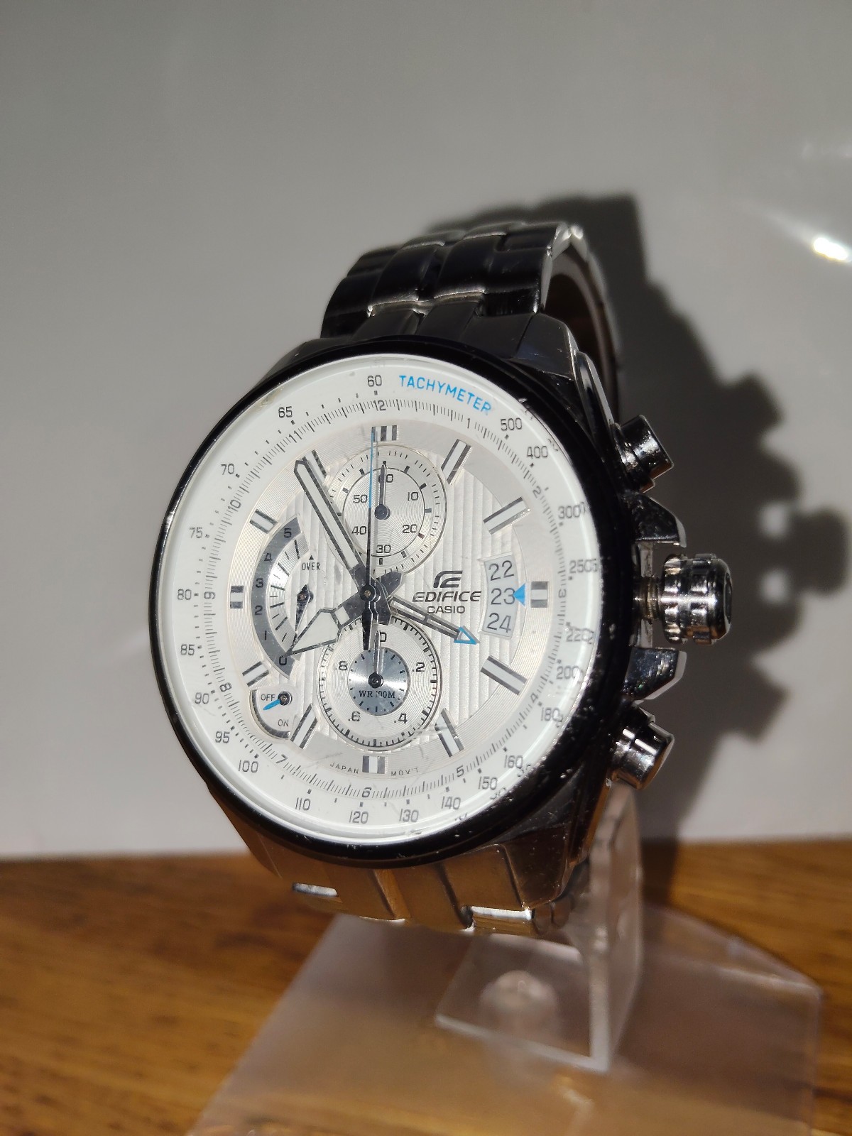 Casio Edifice EFR-501 Chronograph Silver Dial Men’s Watch – New Battery / Tested