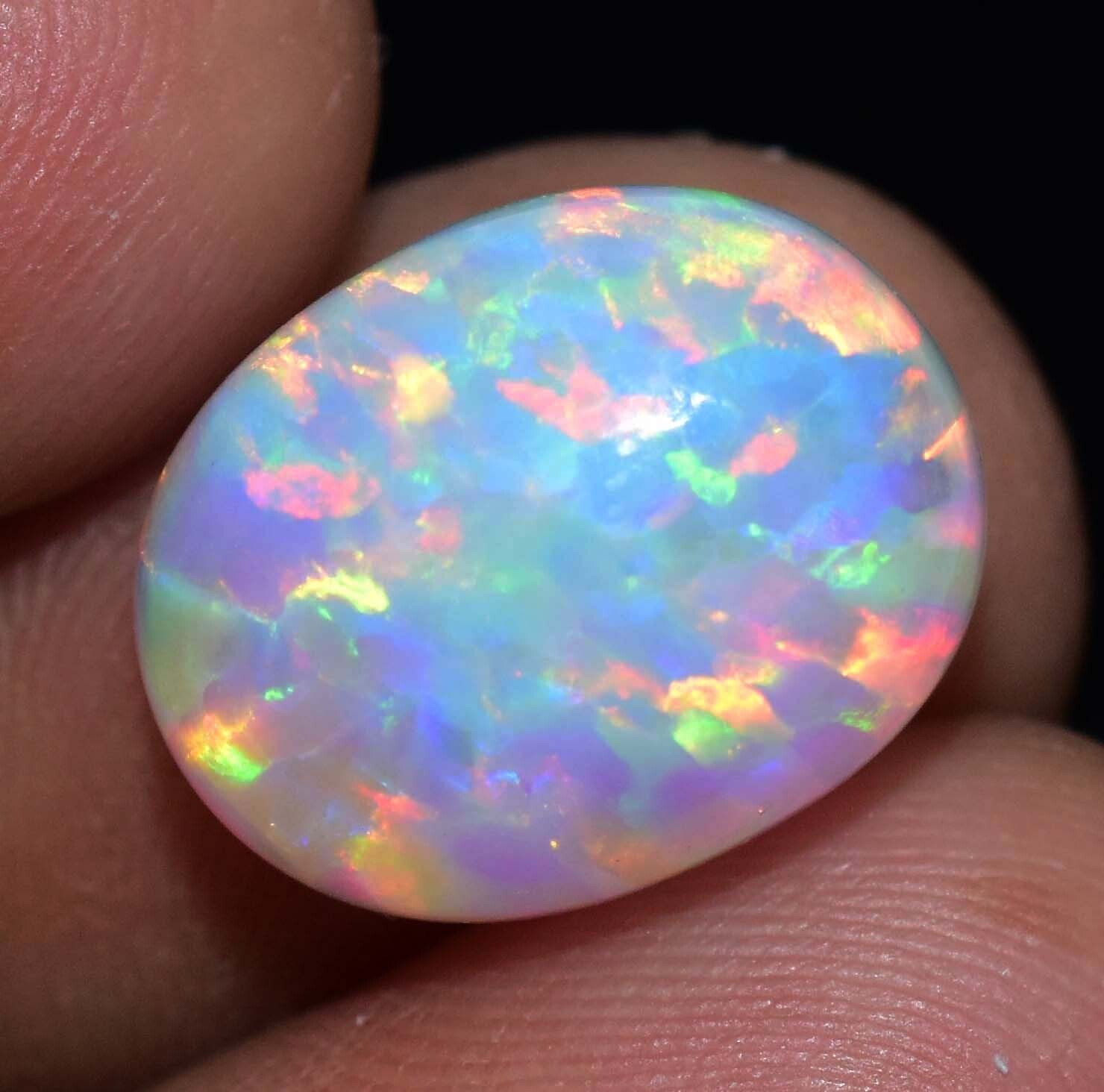 Natural Ethiopian Fire Opal 8.00 CT Certified Play Of Color 15 X 11 MM Gemstone