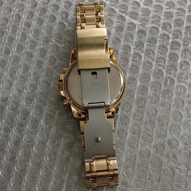 Relic Men’s Cronograph Wristwatch Gold Tone Metal Dial Analog