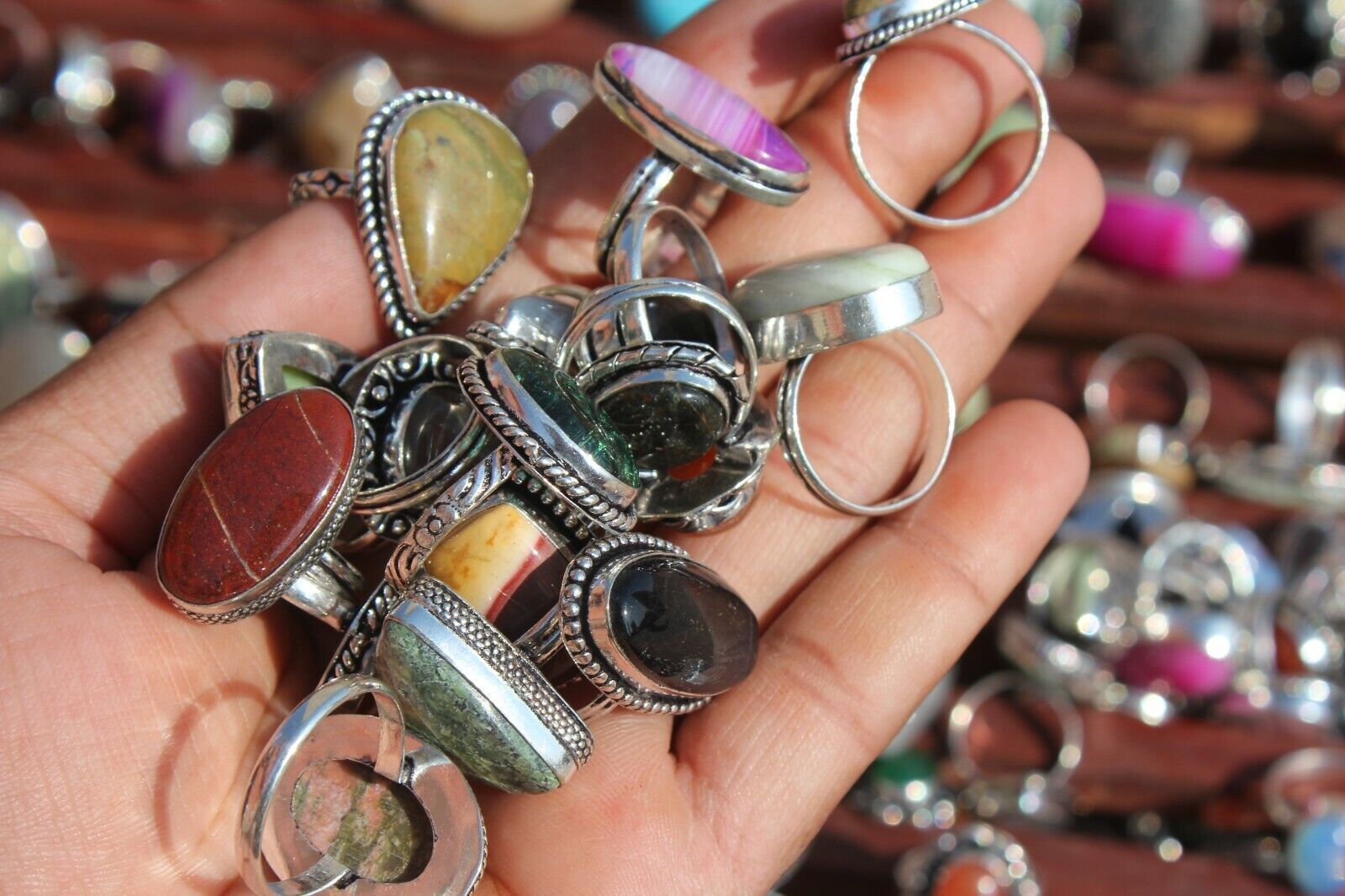 Assorted Multistone & Mix Gemstone 925 Sterling Silver Plated Wholesale Lot Ring