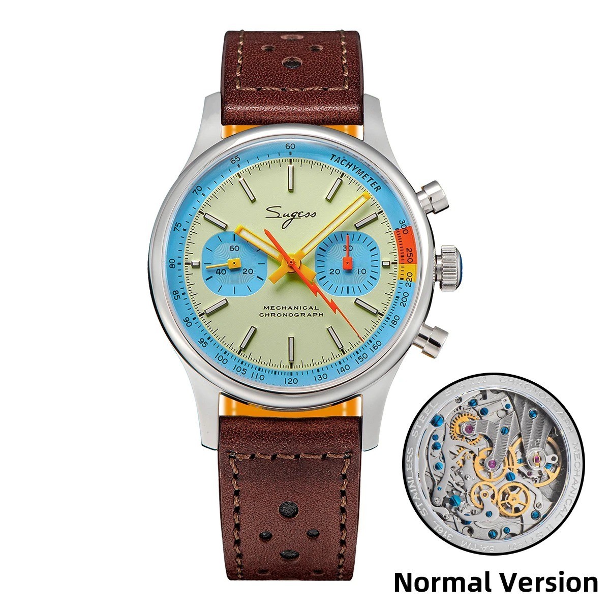 Sugess Pilot Watch with Seagull Movement Swanneck Wristwatch Mechanical Sappire