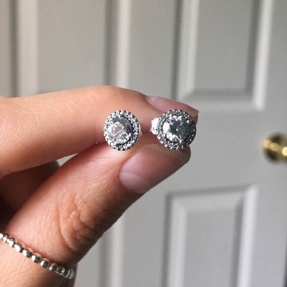 *NEW* Genuine Pandora Silver ALE Classic Elegance Stud CZ Earrings 296272CZ