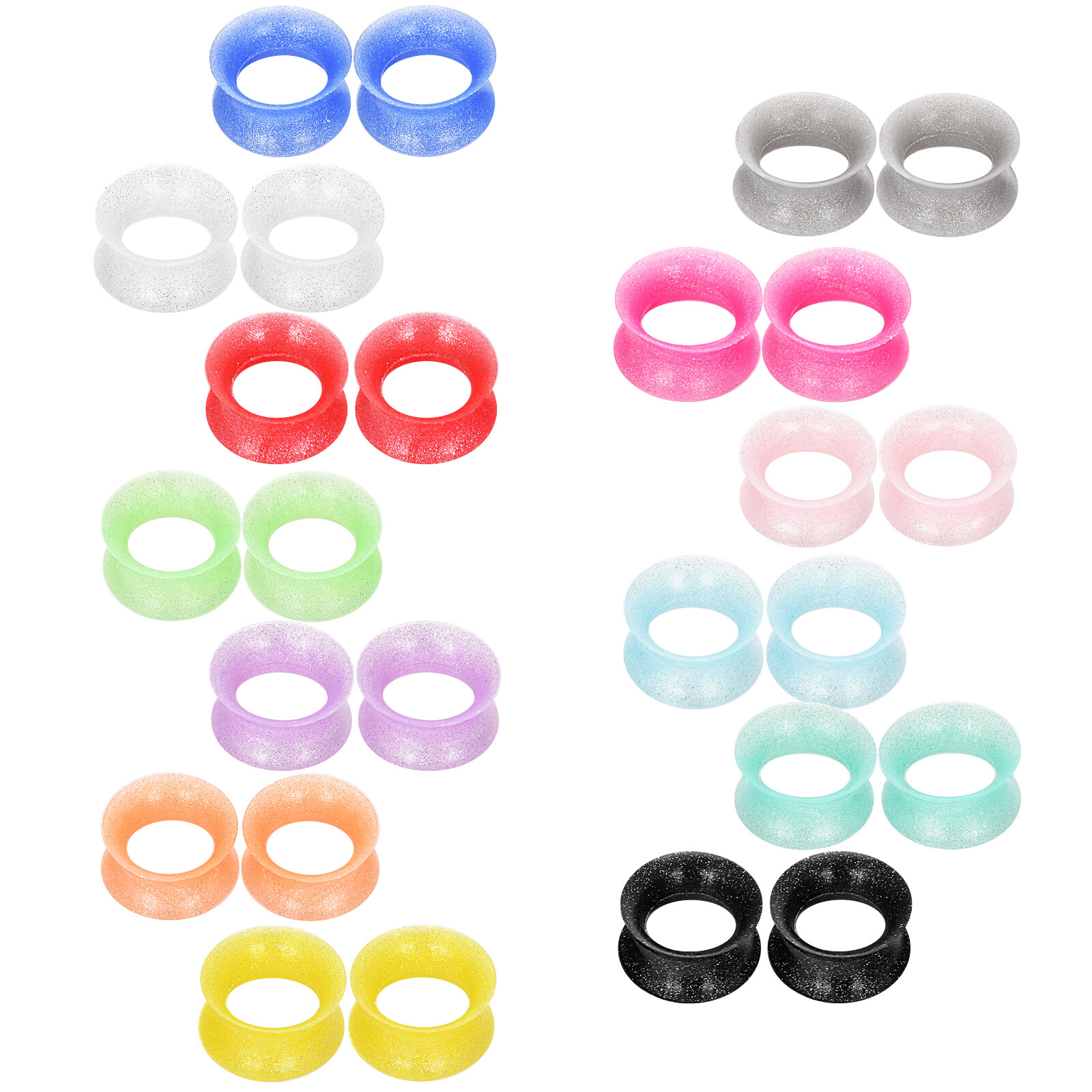 1 Pair Silicone Flexible Tunnels Double Flared Ear Plug Gauges Piercing Jewelry