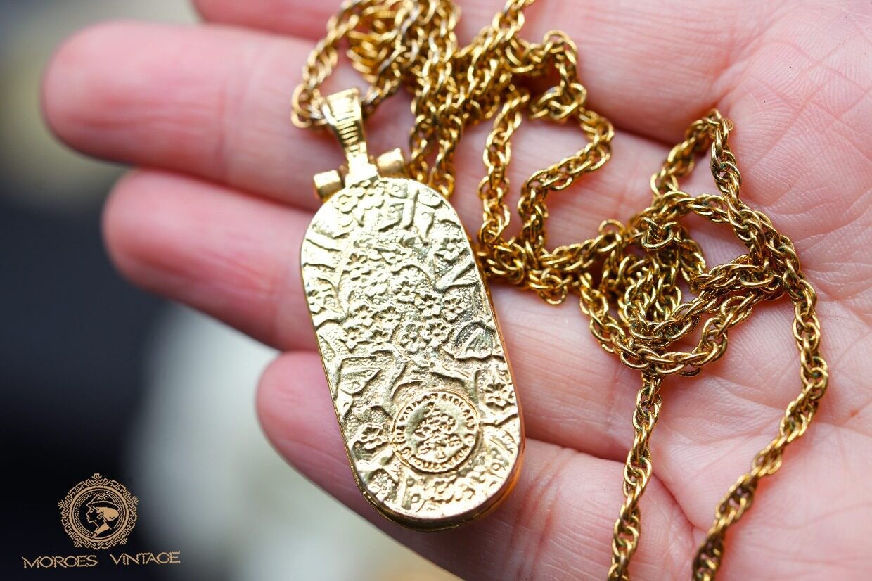 Vintage Cross Locket Necklace, Retro Religious Women Pendant Jewelry